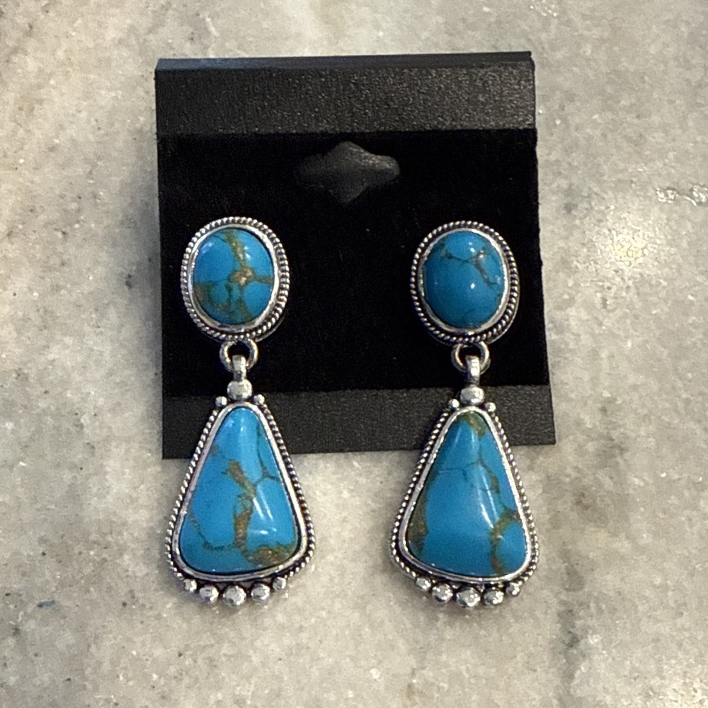 Boho Metal Craftsman‎ Hand Inlay Irregular Artificial Hook Drop Earrings Trendy